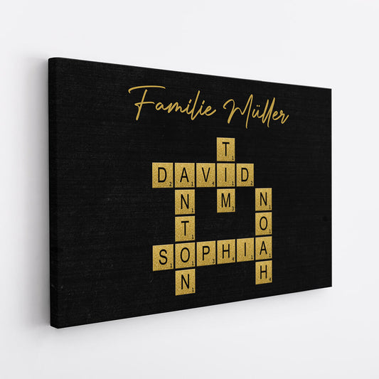 3370CGE2 die familie kreuzwortratsel schwarzer hintergrund personalisierte leinwand fur die familie
