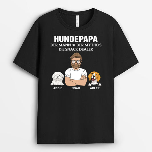 3388AGE1 hundepapa der mann der mythos die snack dealer personalisiertes t shirt fur hundeliebhaber