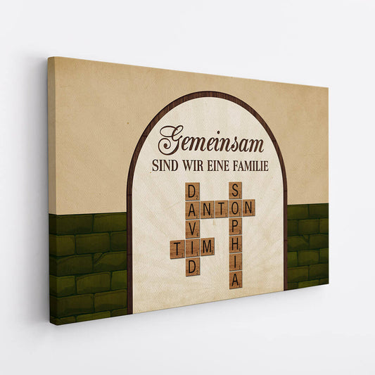 3400CGE2 gemeinsam sind wir eine familie das herz kreuzwortratsel personalisierte leinwand fur die familie im retro stil