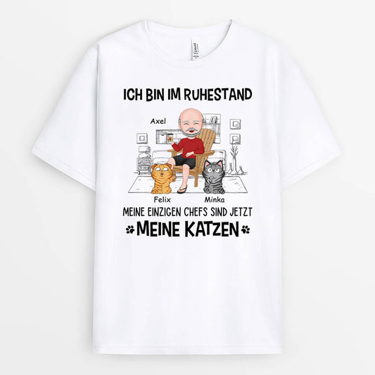 3417AGE2 ich bin im ruhestand meine einzigen chefs sind jetzt meine katzen personalisiertes t shirt fur katzenliebhaber