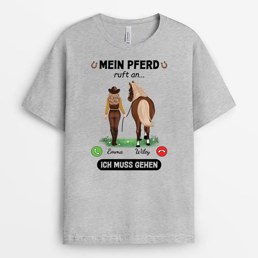 3426AGE2 meine pferde rufen menschen und pferde personalisiertes t shirt fur pferdeliebhaber