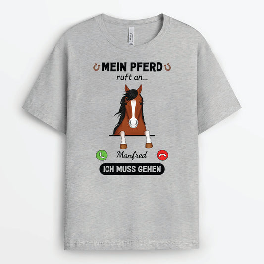 3427AGE2 meine pferde rufen personalisiertes t shirt fur pferdeliebhaber