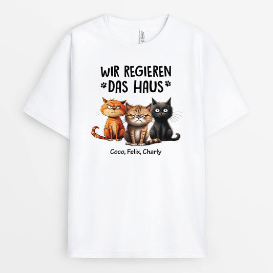 3436AGE2 wir regieren das haus personalisiertes t shirt fur katzenliebhaber mit lebendigen bildern