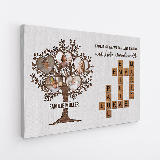 3438CGE2 die liebe innerhalb der familie ist ewig kreuzwortratsel personalisierte leinwand fur die familie mit fotos