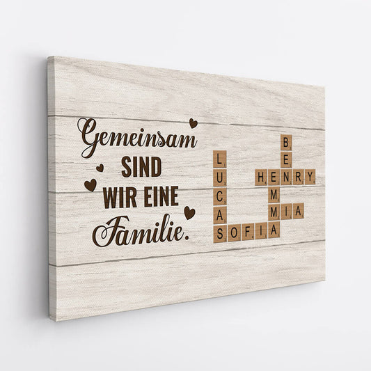 3444CGE2 gemeinsam sind wir eine familie kreuzwortratsel personalisierte familienleinwand