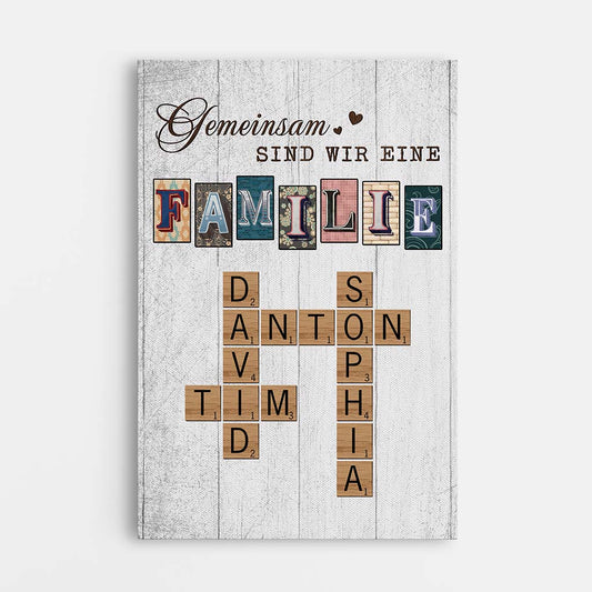 3445CGE1 gemeinsam sind wir eine familie kreuzwortratsel personalisierte leinwand fur die familie im vintage stil