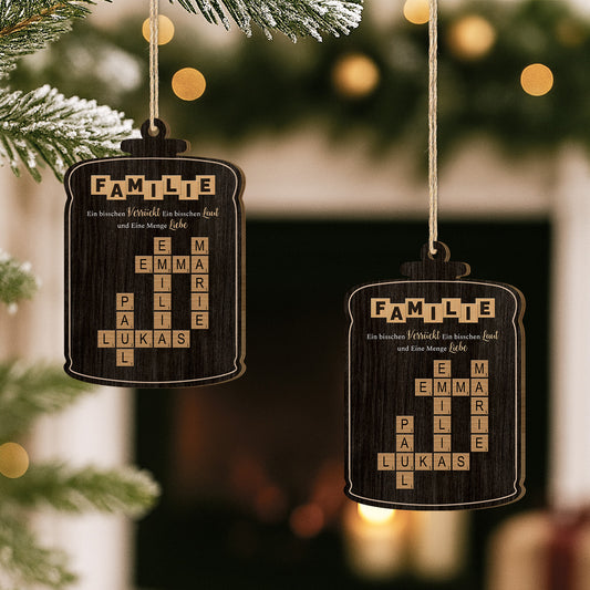 3446OGE2 liebevolle verruckte familie personalisierte kreuzwortratsel 1 schicht holz ornamente weihnachten 3446OKV5I