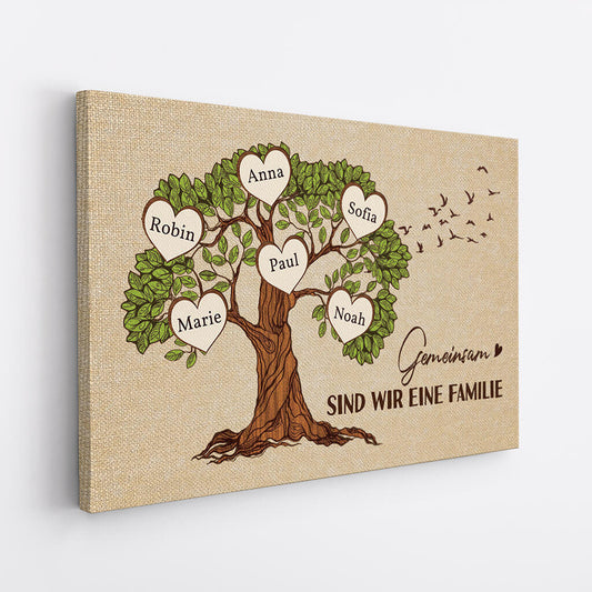 3447CGE2 gemeinsam sind wir eine familie baumfamilie personalisierte leinwand fur die familie