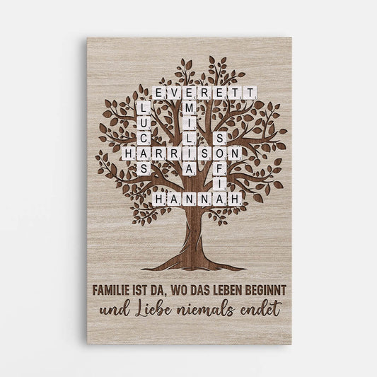 3459CGE1 die liebe innerhalb der familie ist ewig baumfamilie kreuzwortratsel personalisierte leinwand fur die familie