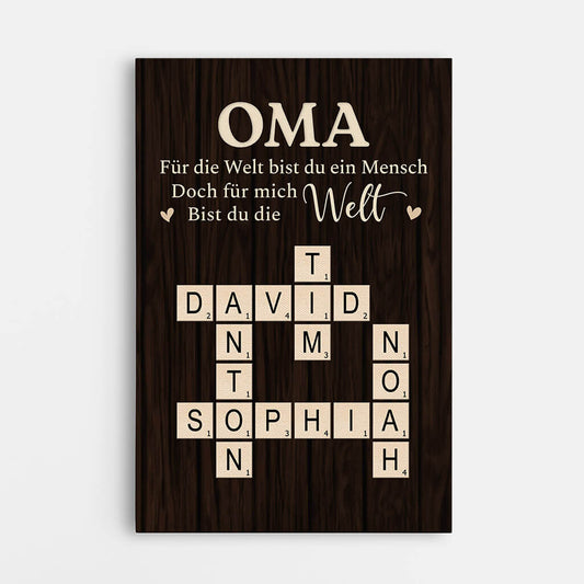 3469CGE1 oma fur die welt bist du ein mensch doch fur uns bist du die welt personalisierte leinwand fur omas