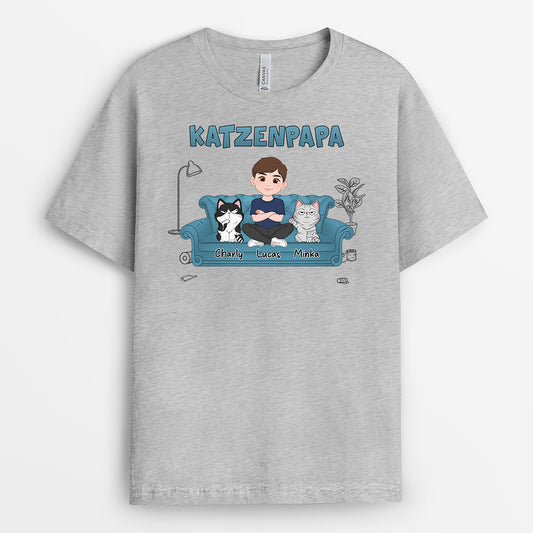 3474AGE2 katzenmama katzenpapa katzen t shirt personalisiert cartoon 3474A3H8D