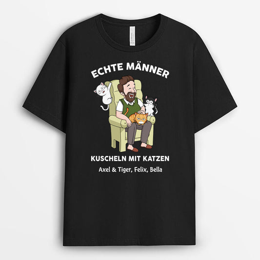 3481AGE1 echte manner kuscheln mit katzen lustiges t shirt fur katzenliebhaber personalisieren