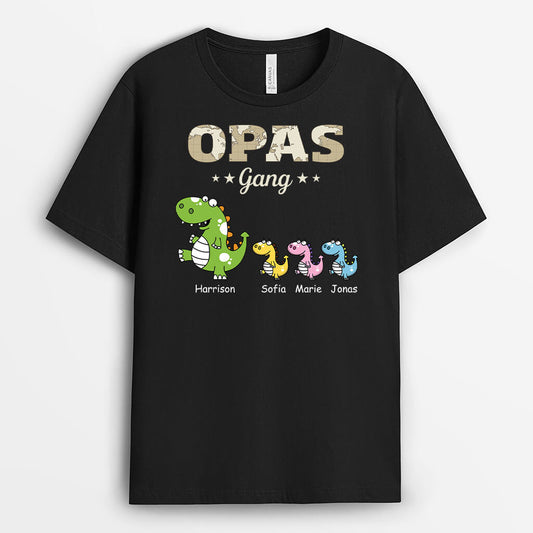 3499AGE1 opas papas dino bande personalisiertes t shirt fur manner mit bleistiftdinosaurier und kartenmotiv