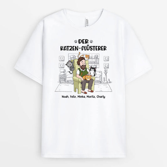 3502AGE1 der katzen flusterer personalisiertes t shirt fur katzenliebhaber