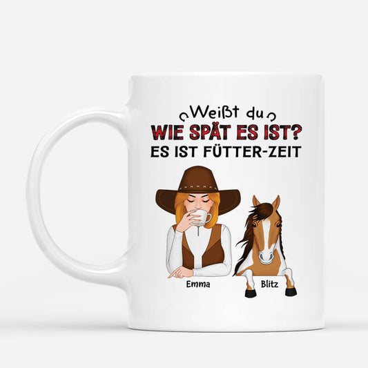 3507MGE1 weisst du wie spat es ist es ist futter mich uhrzeit personalisierte tasse fur pferdliebhaber