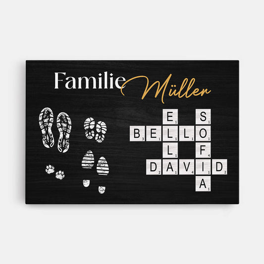 3514CGE1 die familie fussabdruck kreuzwortratsel personalisierte leinwand fur die familie