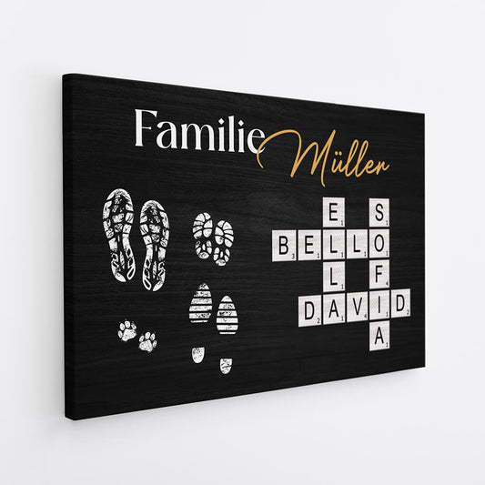 3514CGE2 die familie fussabdruck kreuzwortratsel personalisierte leinwand fur die familie