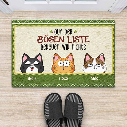3516DGE2 auf der bosen liste bereuen wir nichts personalisierte fussmatte fur katzenhalter