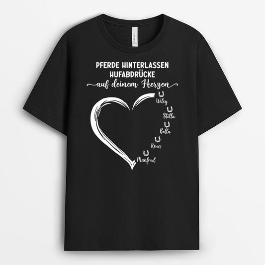 3538AGE1 das pferd hinterlasst seine spuren in deinem herzen personalisiertes t shirt fur pferdeliebhaber