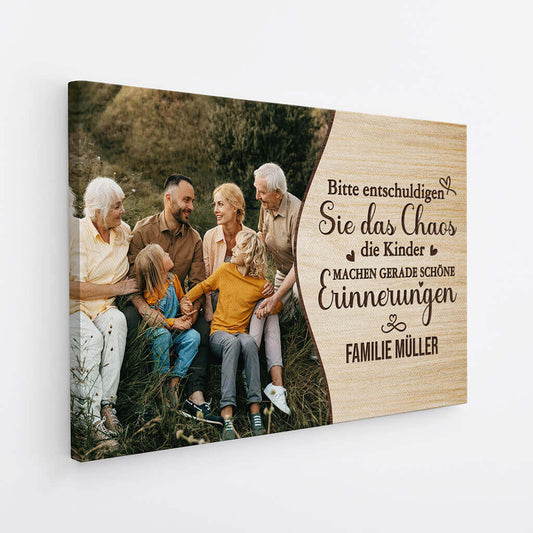 3553CGE2 bitte entschuldigen sie das chaos die kinder machen gerade schone erinnerungen personalisierte leinwand fur die familie mit foto