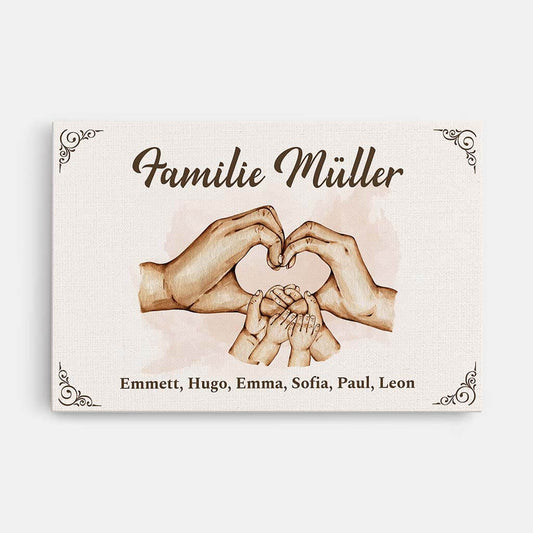 3569CGE1 die familie die hande der familie formen ein herz personalisierte leinwand fur die familie