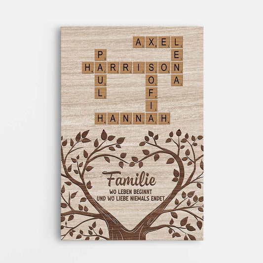 3570CGE1 die familie wo das leben beginnt und die liebe niemals endet kreuzwortratsel personalisierte leinwand fur die familie
