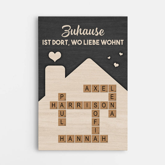 3572CGE1 zuhause ist dort wo liebe wohnt kreuzwortratsel personalisierte leinwand fur die familie