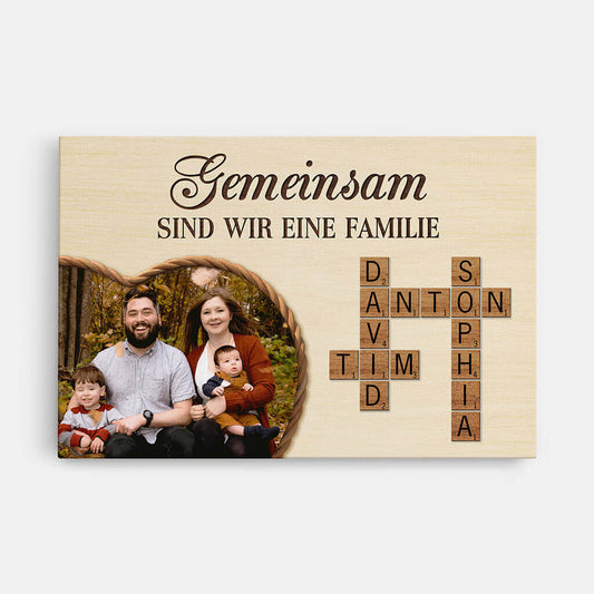 3575CGE1 gemeinsam sind wir eine familie kreuzwortratsel personalisierte leinwand fur die familie und eltern mit foto