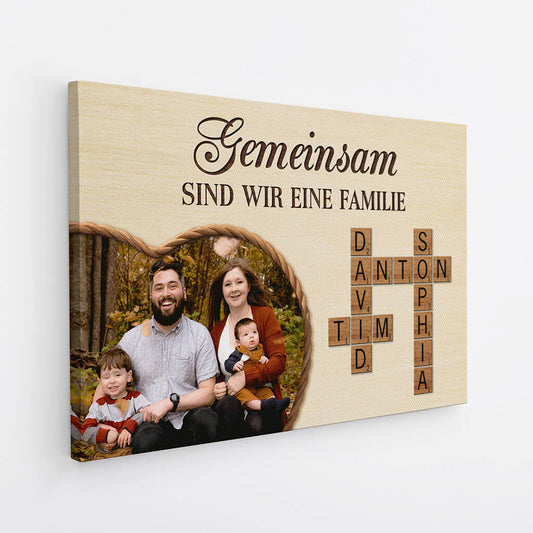 3575CGE2 gemeinsam sind wir eine familie kreuzwortratsel personalisierte leinwand fur die familie und eltern mit foto