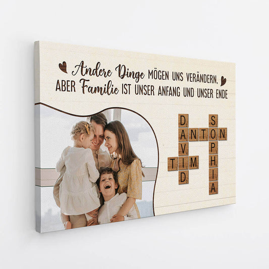 3576CGE2 andere dinge mogen uns verandern aber familie ist unser anfang und unser ende kreuzwortratsel personalisierte leinwand fur die familie mit foto