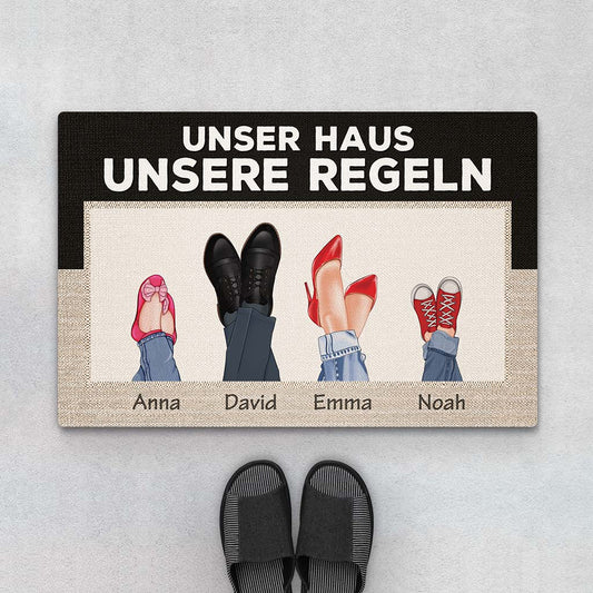 3579DGE1 unser haus unsere regeln familie beine personalisierte leinwand fur die familie