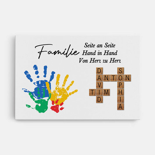 3581CGE1 seite an seite hand in hand von herz zu herz personalisierte leinwand fur die familie