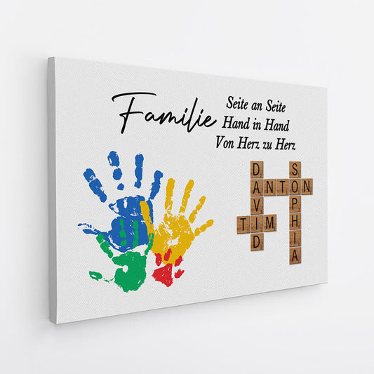 3581CGE2 seite an seite hand in hand von herz zu herz personalisierte leinwand fur die familie