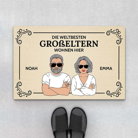 3587DGE1 die weltbesten grosseltern eltern wohnen hier personalisierte fussmatte fur grosseltern eltern