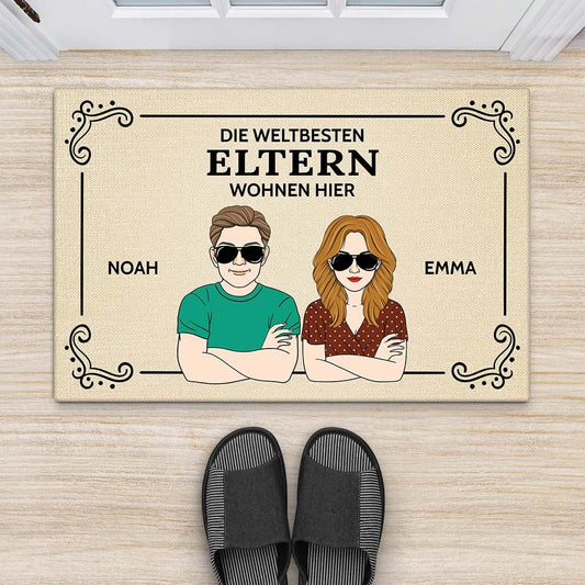 3587DGE2 die weltbesten grosseltern eltern wohnen hier personalisierte fussmatte fur grosseltern eltern