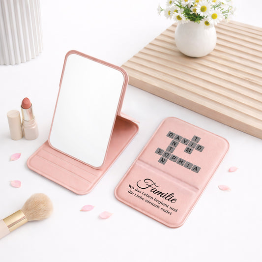 3591AGE2 familie wo die liebe beginnt und niemals endet personalisiertes kreuzwortratsel geschenk taschenspiegel 3591ajsq5i