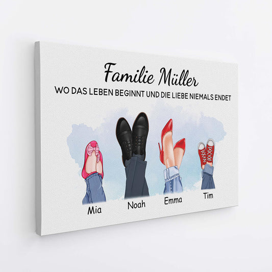 3593CGE2 familie wo das leben beginnt und die liebe niemals endet personalisierte leinwand fur die familie