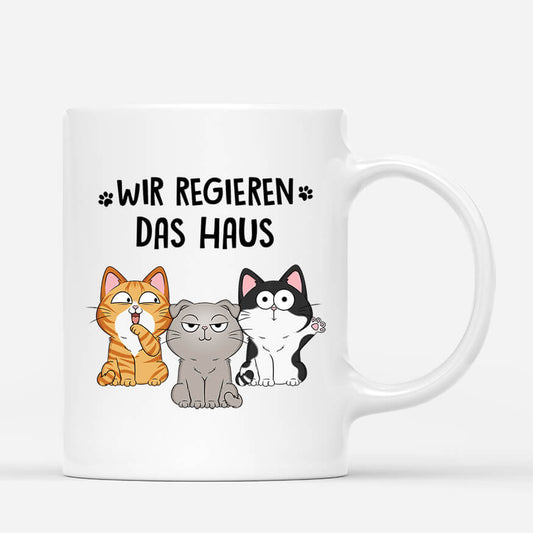 3594MGE2 wir regieren das haus personalisierte tasse fur katzenliebhaber mit kreuzwortratsel design