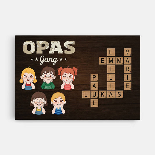 3597CGE1 opas papas gang perrsonalisierte leinwand fur papa opa mit kreuzwortratsel design
