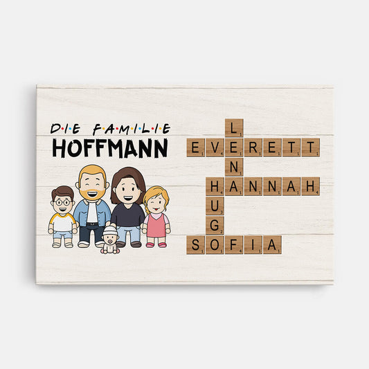3598CGE1 die familie personalisierte leinwand fur die eltern grosseltern mit kreuzwortratsel design