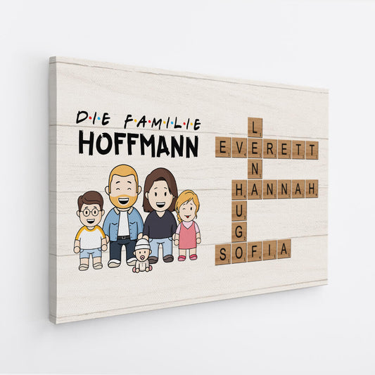 3598CGE2 die familie personalisierte leinwand fur die eltern grosseltern mit kreuzwortratsel design