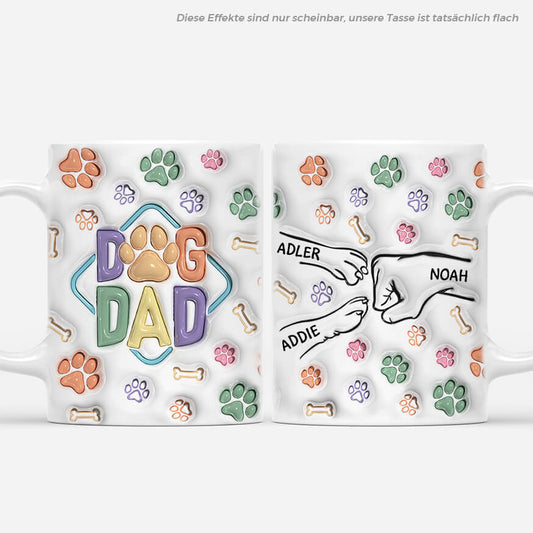 3609MGE1 die pfoten des hundes und die hand des menschen beruhren sich personalisierte tasse mit 3d inflated effekt fur hundehalter