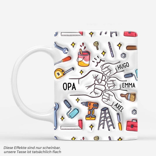 3628MGE1 papa und kinder werkstatt equipment personalisierte tasse mit 3d inflated effekt fur papas