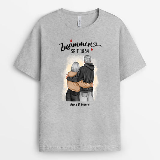 3653AGE2 zusammen zeit personalisiertes t shirt fur paare zum jahrestag