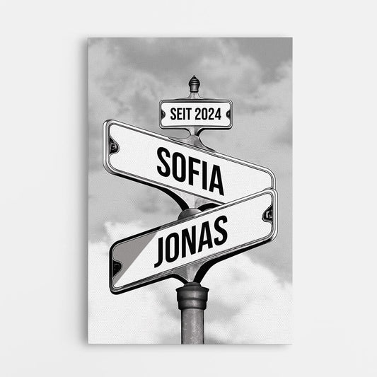 3673CGE1 strassenschild im vintage stil perrsonalisierte leinwand fur paare