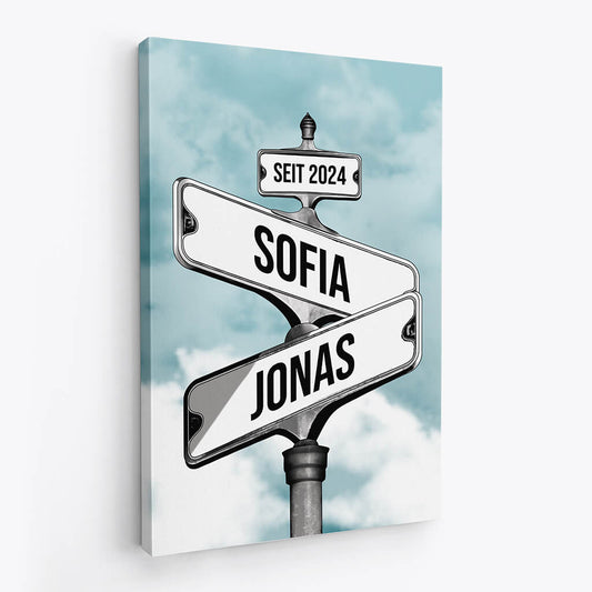 3673CGE2 strassenschild im vintage stil perrsonalisierte leinwand fur paare