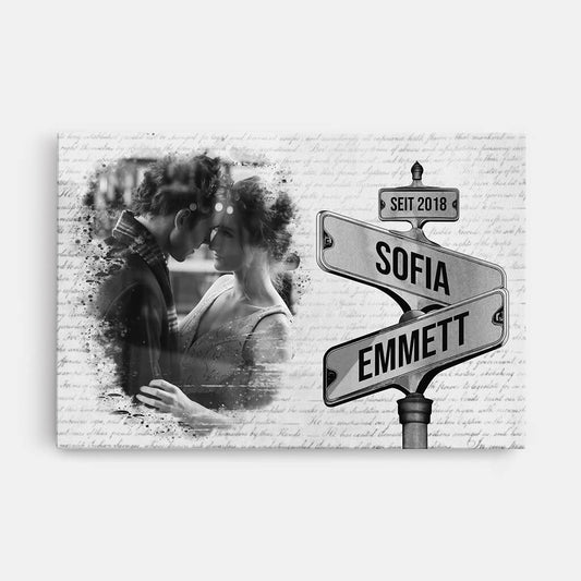 3675CGE1 stra_enschild im vintage stil perrsonalisierte leinwand f_r paare mit foto