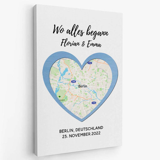 3681CGE2 wo alles begann karten perrsonalisierte leinwand fur paare zum jahrestag
