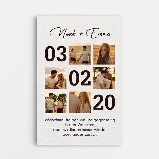 3682CGE1 manchmal treiben wir uns gegenseitig in den wahnsinn aber wir finden immer wieder zueinander zuruck perrsonalisierte leinwand fur paare zum jahrestag mit foto