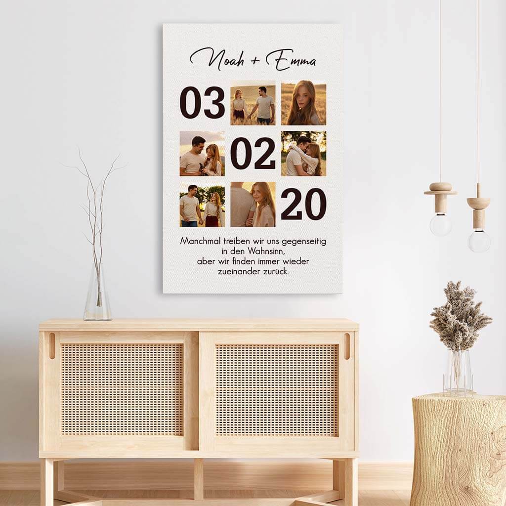 3682CGE3 manchmal treiben wir uns gegenseitig in den wahnsinn aber wir finden immer wieder zueinander zuruck perrsonalisierte leinwand fur paare zum jahrestag mit foto